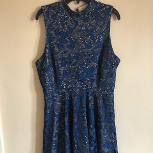 Royal Blue Laced Covered Dress w/ Nude Backdrop